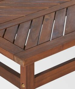 Walker Edison - Windsor Acacia Wood Outdoor Coffee Table - Dark Brown
