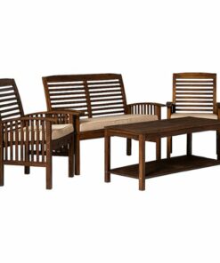 Walker Edison - 4-Piece Cypress Patio Chat Set - Dark Brown