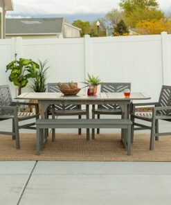Walker Edison - 6-Piece Windsor Extendable Patio Dining Set - Grey Wash