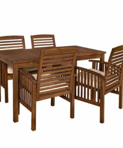 Walker Edison - 5-Piece Everest Patio Dining Set - Dark Brown