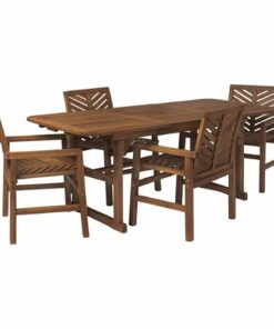 Walker Edison - 5-Piece Windsor Extendable Patio Dining Set - Dark Brown