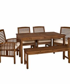 Walker Edison - 6-Piece Everest Patio Dining Set - Dark Brown