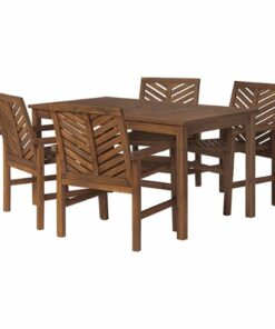 Walker Edison - 5-Piece Windsor Patio Dining Set - Dark Brown