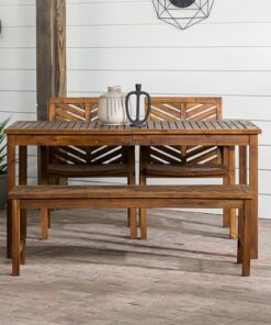 Walker Edison - 4-Piece Windsor Patio Dining Set - Dark Brown