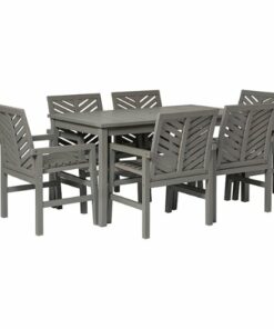 Walker Edison - 7-Piece Windsor Patio Dining Set - Grey Wash