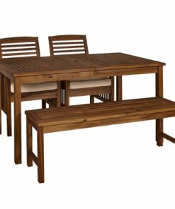 Walker Edison - 4-Piece Everest Patio Dining Set - Dark Brown 0