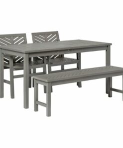 Walker Edison - 4-Piece Windsor Patio Dining Set - Grey Wash