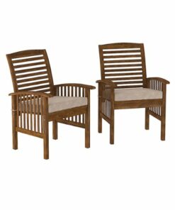 Walker Edison - Cypress Acacia Wood Patio Chairs, Set of 2 - Dark Brown