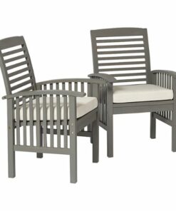 Walker Edison - Cypress Acacia Wood Patio Chairs, Set of 2 - Grey Wash