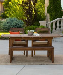 Walker Edison - 4-Piece Everest Patio Dining Set - Dark Brown 1