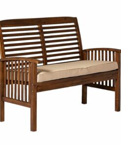 Walker Edison - Patio Outdoor Cypress Acacia Wood Garden Bench - Dark Brown