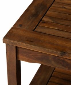 Walker Edison - Cypress Acacia Wood Outdoor Coffee Table - Dark Brown