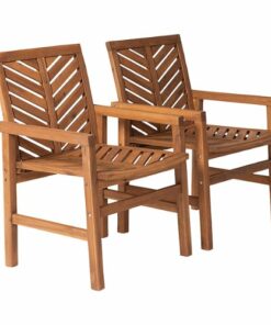 Walker Edison - Windsor Acacia Wood Patio Chairs, Set of 2 - Brown