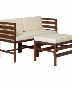Walker Edison - Harbor 3-Piece Acacia Wood Patio Sectional - Dark Brown