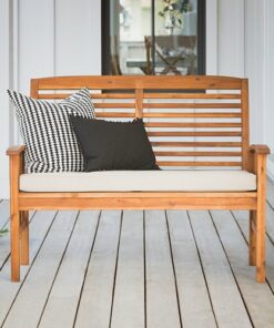 Walker Edison - Patio Outdoor Cypress Acacia Wood Garden Bench - Brown