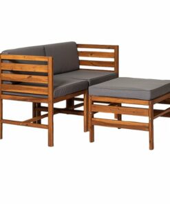 Walker Edison - Harbor 3-Piece Acacia Wood Patio Sectional - Brown