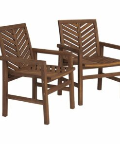 Walker Edison - Windsor Acacia Wood Patio Chairs, Set of 2 - Dark Brown