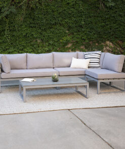 Walker Edison - Modern 4-Piece Patio Sectional - Grey