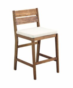 Walker Edison - Acacia Wood Outdoor Patio Stools, Set of 2 - Dark Brown