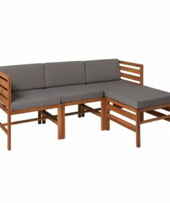 Walker Edison - Harbor 4-Piece Acacia Wood Patio Sectional - Brown