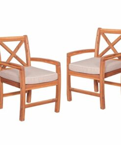 Walker Edison - Hunter Acacia Wood Patio Chairs, Set of 2 - Brown