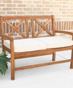 Walker Edison - Patio Outdoor Hunter Acacia Wood Garden Bench - Brown