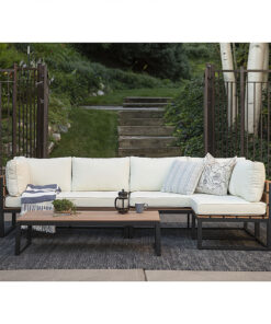 Walker Edison - Modern 4-Piece Patio Sectional - Black