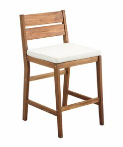 Walker Edison - Acacia Wood Outdoor Patio Stools, Set of 2 - Brown