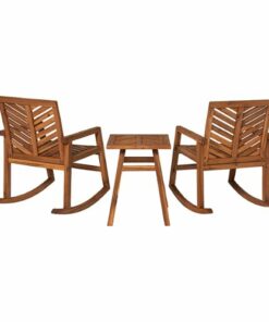 Walker Edison - Windsor 3-Piece Rocking Chat Set - Brown