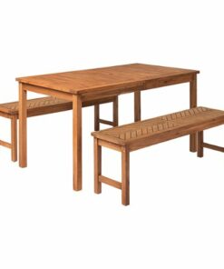 Walker Edison - 3-Piece Windsor Acacia Wood Patio Dining Set - Brown