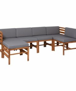 Walker Edison - Harbor 6-Piece Acacia Wood Patio Sectional - Brown