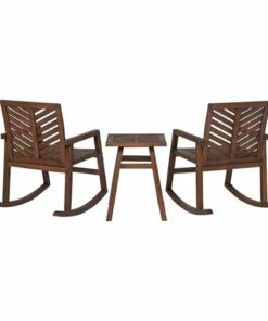 Walker Edison - Windsor 3-Piece Rocking Chat Set - Dark Brown