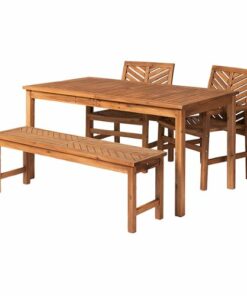 Walker Edison - 4-Piece Windsor Acacia Wood Patio Dining Set - Brown