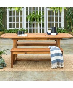 Walker Edison - 3-Piece Acacia Wood Outdoor Patio Dining Set 1