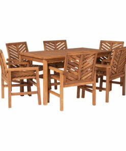 Walker Edison - 7-Piece Windsor Acacia Wood Patio Dining Set - Brown