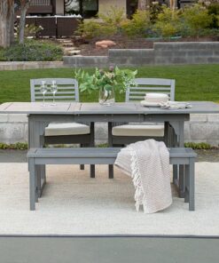 Walker Edison - 4-Piece Everest Acacia Wood Patio Dining Set - Grey Wash 1