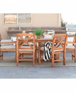 Walker Edison - 7-Piece Hunter Extendable Acacia Wood Patio Dining Set - Brown