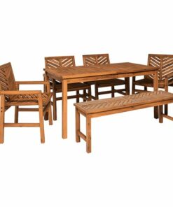 Walker Edison - 6-Piece Windsor Acacia Wood Patio Dining Set - Brown