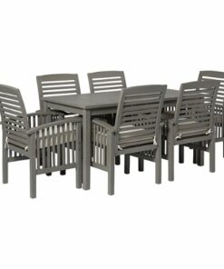 Walker Edison - 7-Piece Everest Acacia Wood Patio Dining Set - Grey Wash
