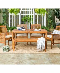 Walker Edison - 6-Piece Everest Acacia Wood Patio Dining Set - Brown