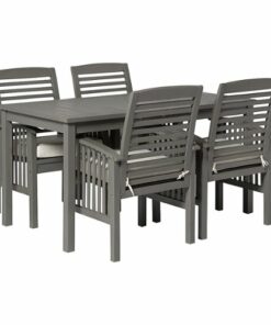 Walker Edison - 5-Piece Everest Acacia Wood Patio Dining Set - Grey Wash