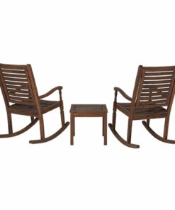 Walker Edison - Cypress 3-Piece Rocking Chat Set - Dark Brown