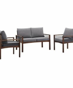 Walker Edison - 3-Piece Modern Acacia Wood Patio Chat Set - Dark Brown