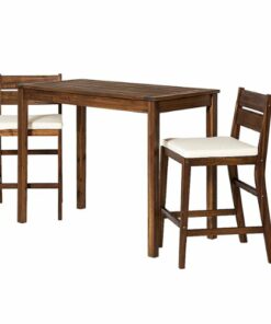Walker Edison - 3-Piece Acacia Wood Counter Height Dining Set - Dark Brown
