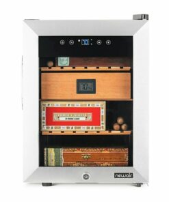 NewAir - 250 Count Cigar Humidor with Opti-Temp Heating and Cooling Function, Spanish Cedar Shelves and Digital Thermostat - Stainless steel