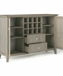 Simpli Home - Bedford Sideboard Buffet and Wine Rack - Distressed Grey