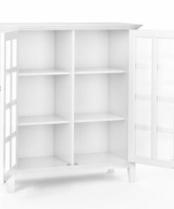 Simpli Home - Acadian SOLID WOOD 39 inch Wide Transitional Medium Storage Cabinet in - White