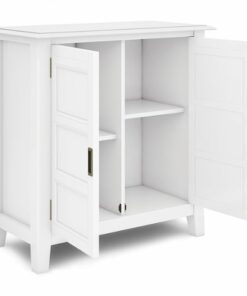 Simpli Home - Burlington SOLID WOOD 30 inch Wide Transitional Low Storage Cabinet in - White