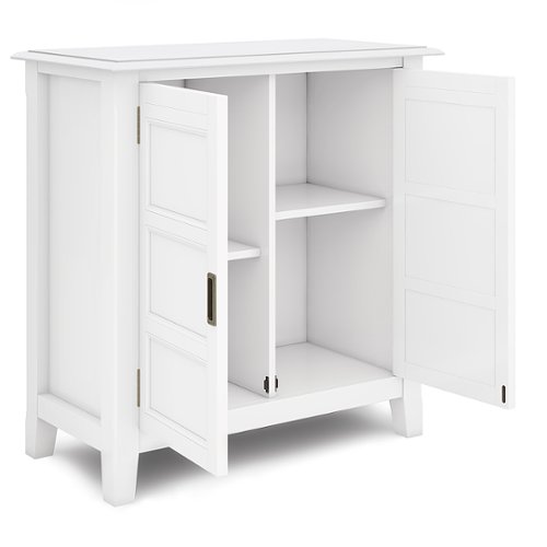 Simpli Home - Burlington SOLID WOOD 30 inch Wide Transitional Low Storage Cabinet in - White