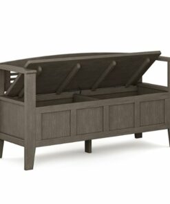 Simpli Home - Adams SOLID WOOD 48 inch Wide Contemporary Entryway Storage Bench in - Farmhouse Grey